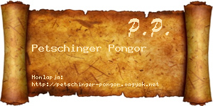 Petschinger Pongor névjegykártya
